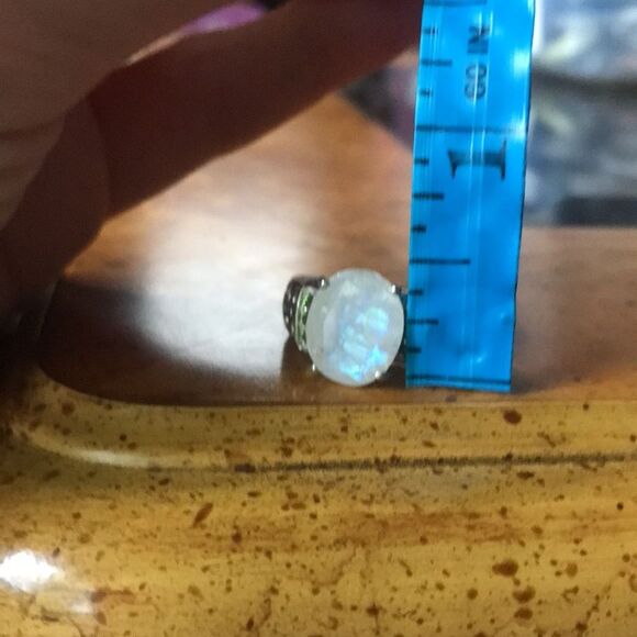 Natural Rainbow Moonstone Chrome Diopside Sterling Silver Ring Size 8 - Picture 7 of 8